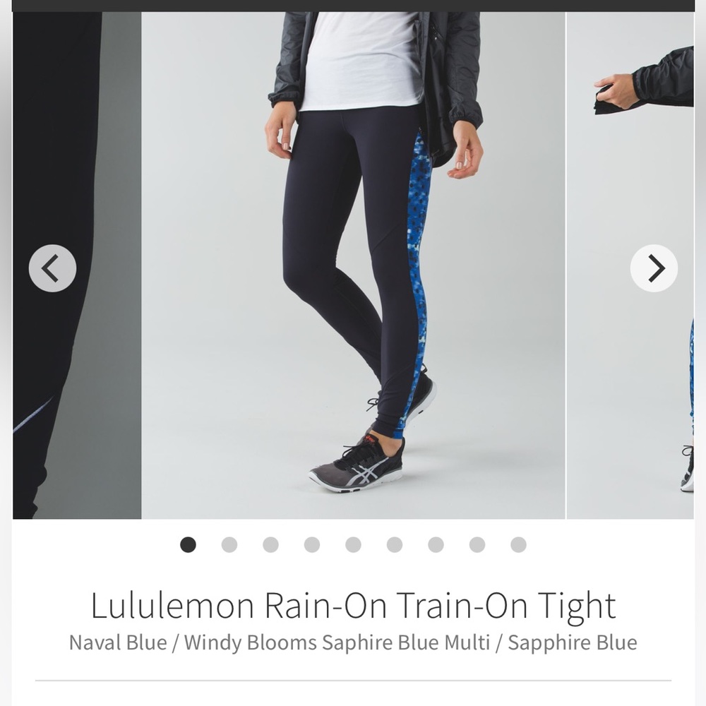 Lululemon Rain-On Train-On Tight Naval Blue Windy Blooms Sapphire Blue size 6
